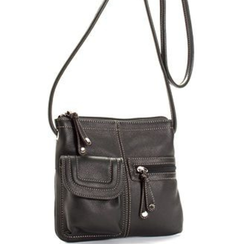 Tignanello Pebbled Leather Organizer Crossbody Bag